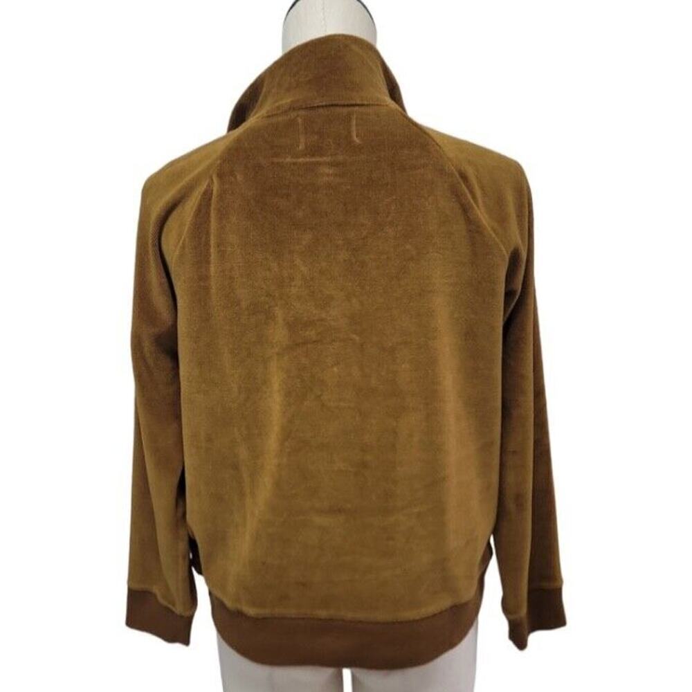 Madewell MWL Velour Velvet Half-Zip Sweatshirt Dried Cedar Brown Size Small - Picture 3 of 8
